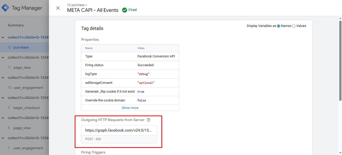 Conversions API returning 200
